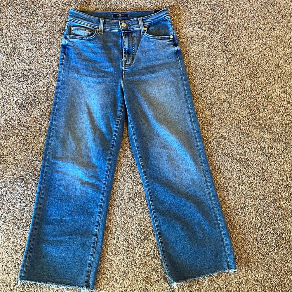 7 For All Mankind Blue Flare & Wide Leg Jeans